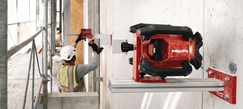 PR 40-22 Single slope rotary laser level Robust exterior rotary laser level with automatic functions for long-distance leveling, aligning, sloping and squaring (Nuron battery platform) Applications 1