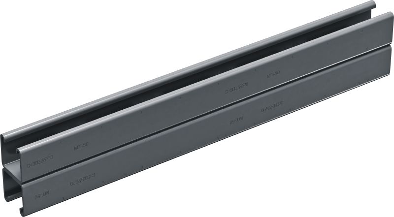 MT-50D U C-Channel profile Medium-duty unslotted double C-Channel profile for use with MT-FL/MT-TL components in indoor environments