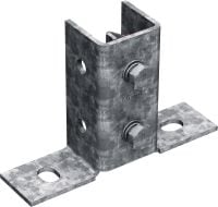 MT-B-T FL OC Pre-assembled light-duty baseplate Base connector with pre-assembled Fast-Lock nut and bolt for anchoring light-duty strut channel structures to concrete or steel, for outdoor use with low pollution