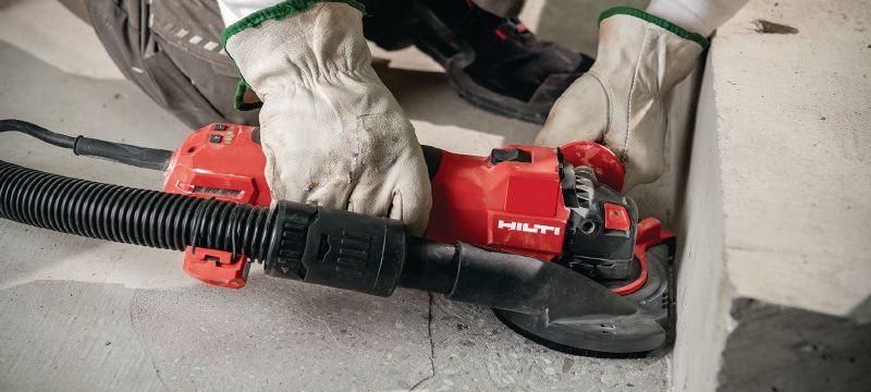 AG 600-20SE Angle grinder Powerful 14-amp angle grinder with variable speed and slide switch, for cutting and grinding in metal, concrete, and masonry with discs up to 6” Applications 1